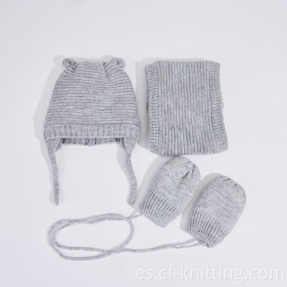 Knitted Beanie Scarf Gloves Set 16
